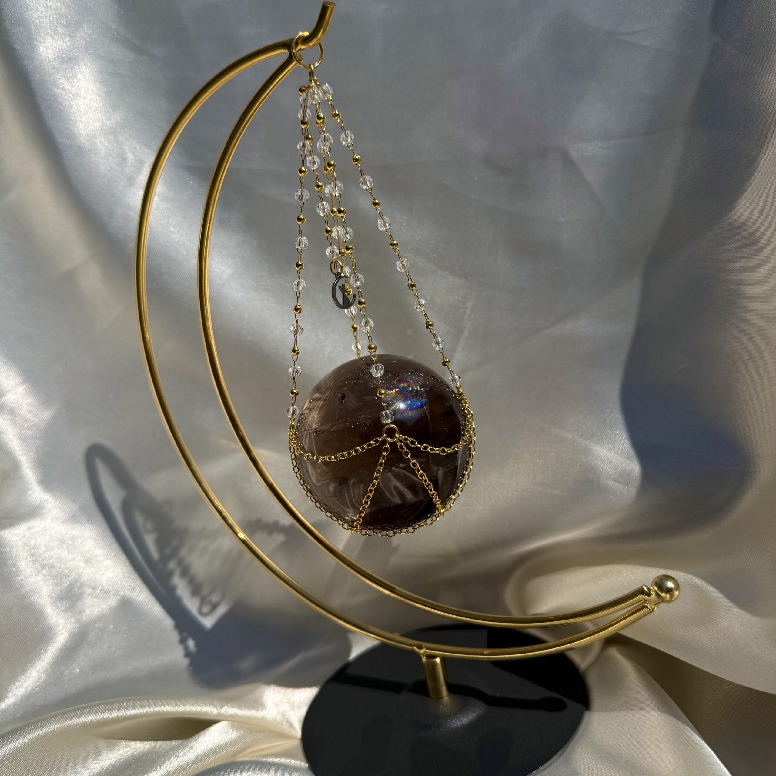 ✨ Deep Smokey Citrine Sphere in Moon holder ✨ - Image 5