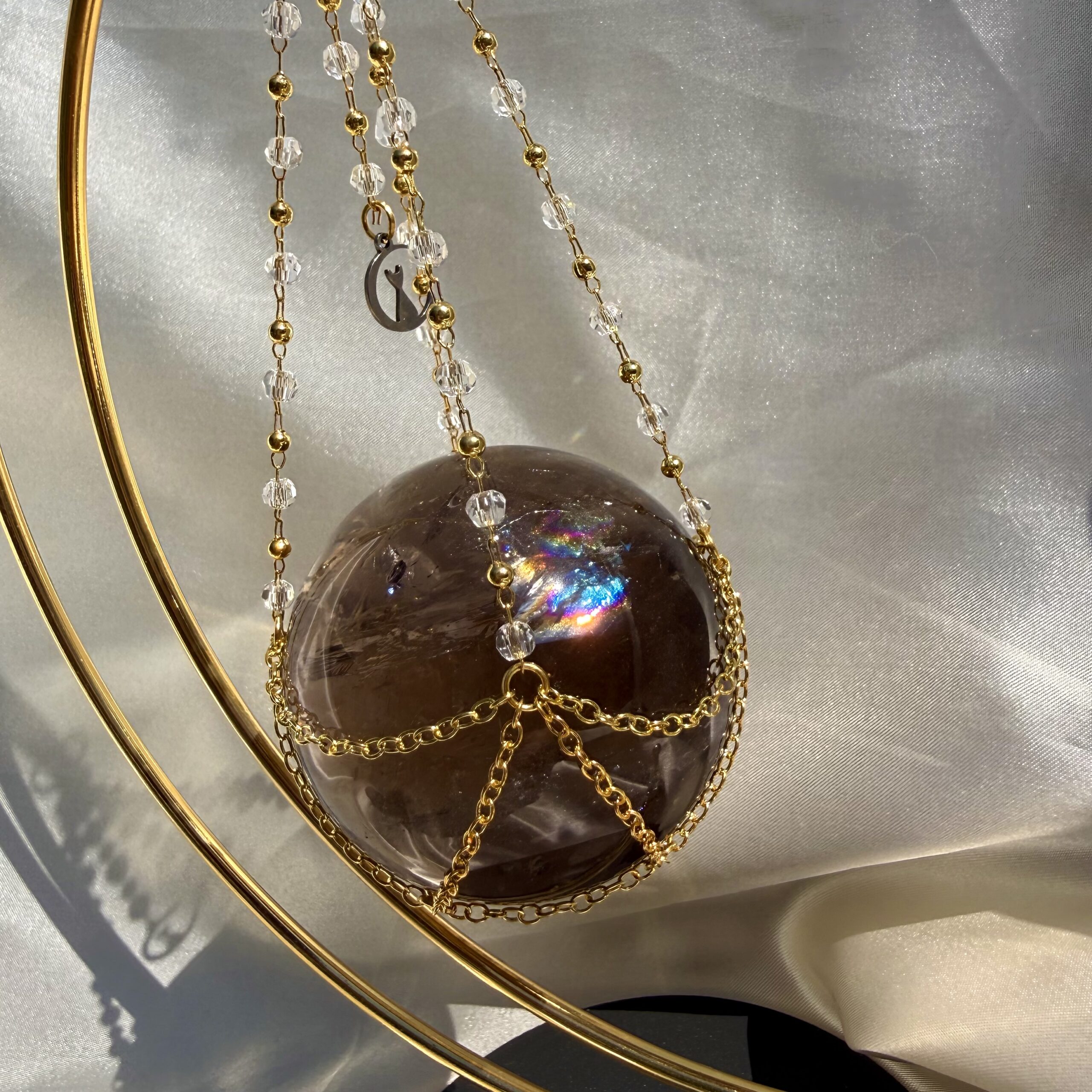 ✨ Deep Smokey Citrine Sphere in Moon holder ✨ - Image 2