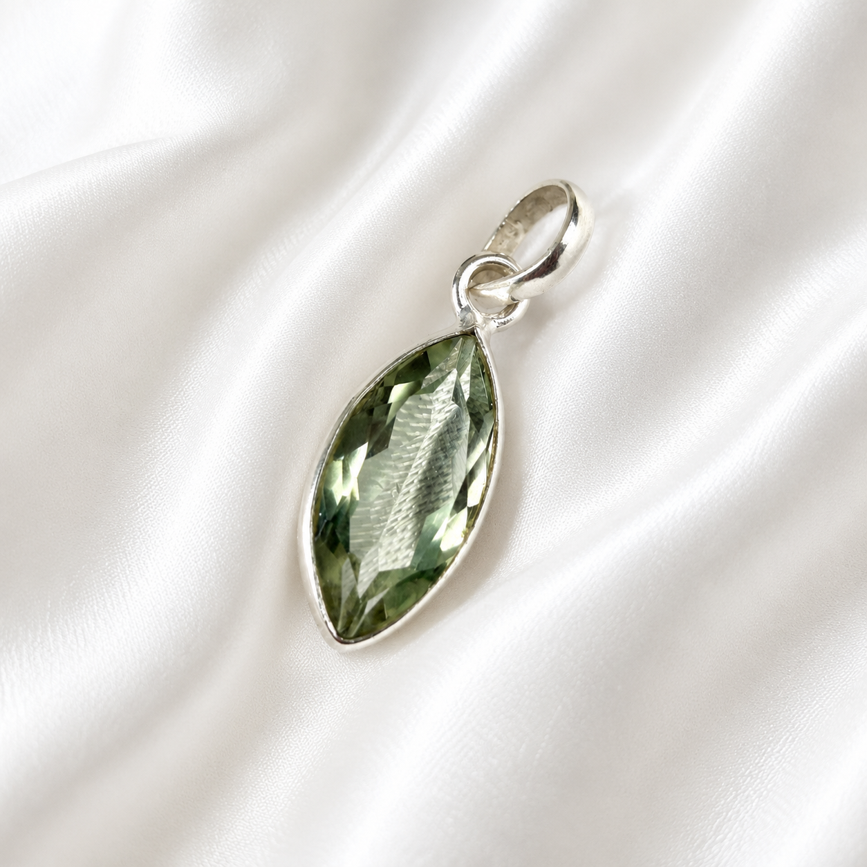 Prasiolite Faceted Teardrop Pendant