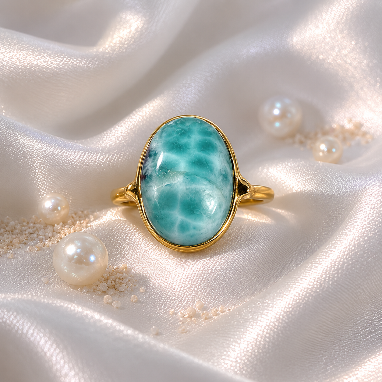 Larimar Ring 18K