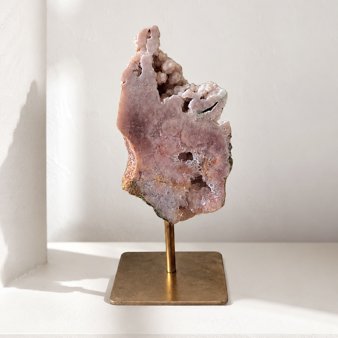"Bubbly" Pink Amethyst on stand