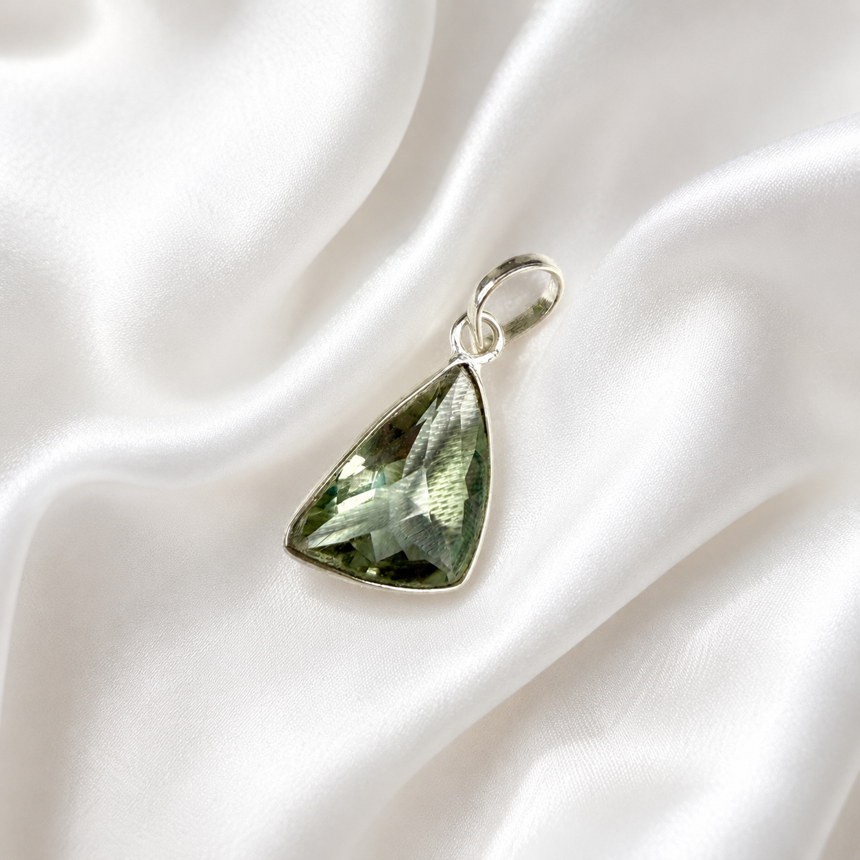 Prasiolite Faceted Triangle Pendant