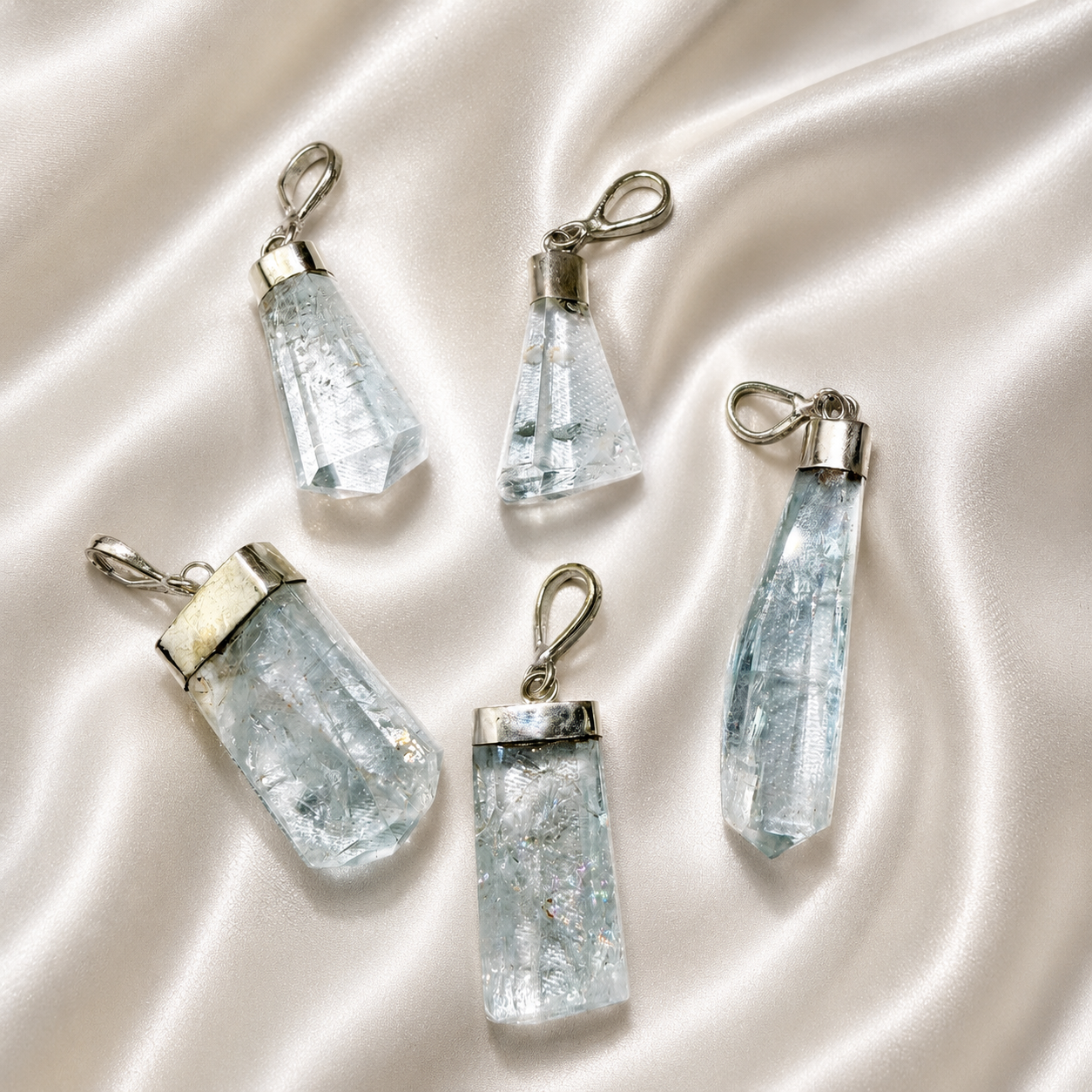 High Quality Aquamarine Pendants in Sterling Silver