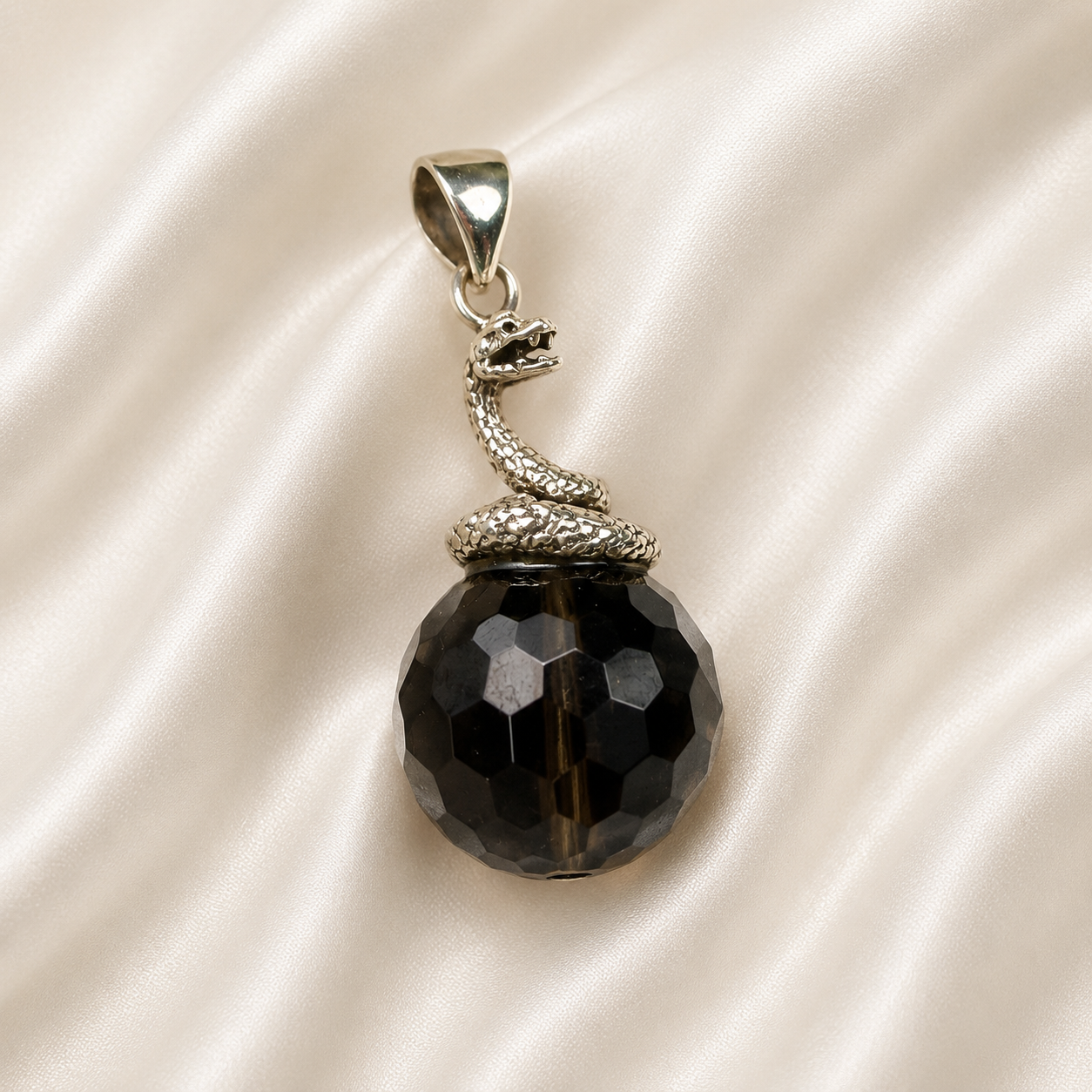 Snake Smokey Quartz Pendant