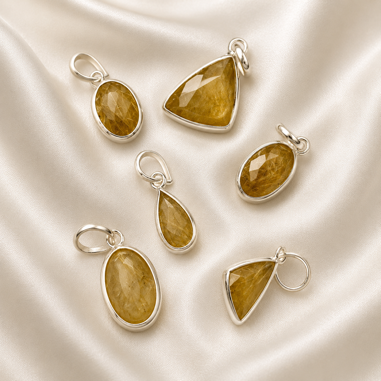 Golden Rutile in Quartz Pendant