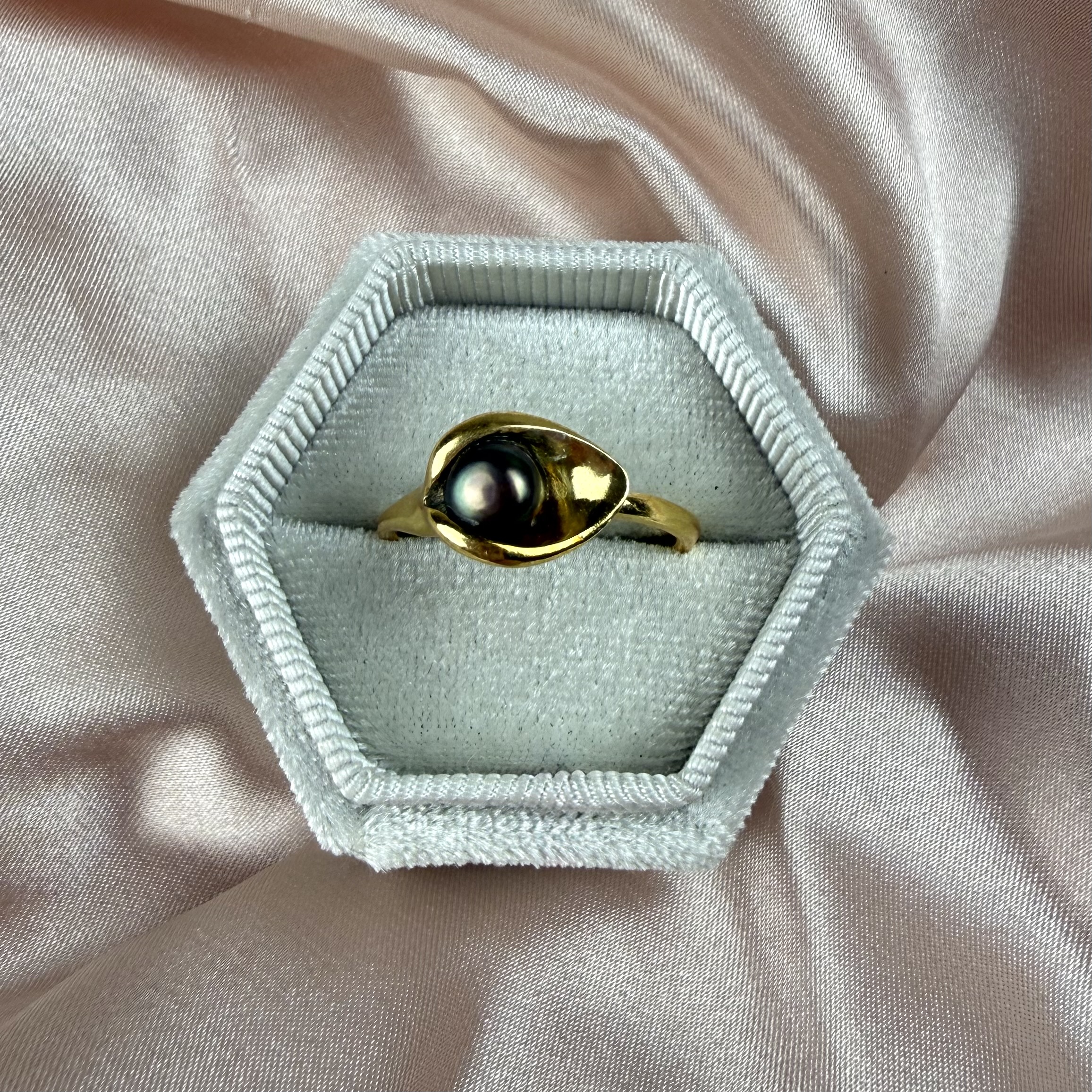 Black Pearl Ring Gold