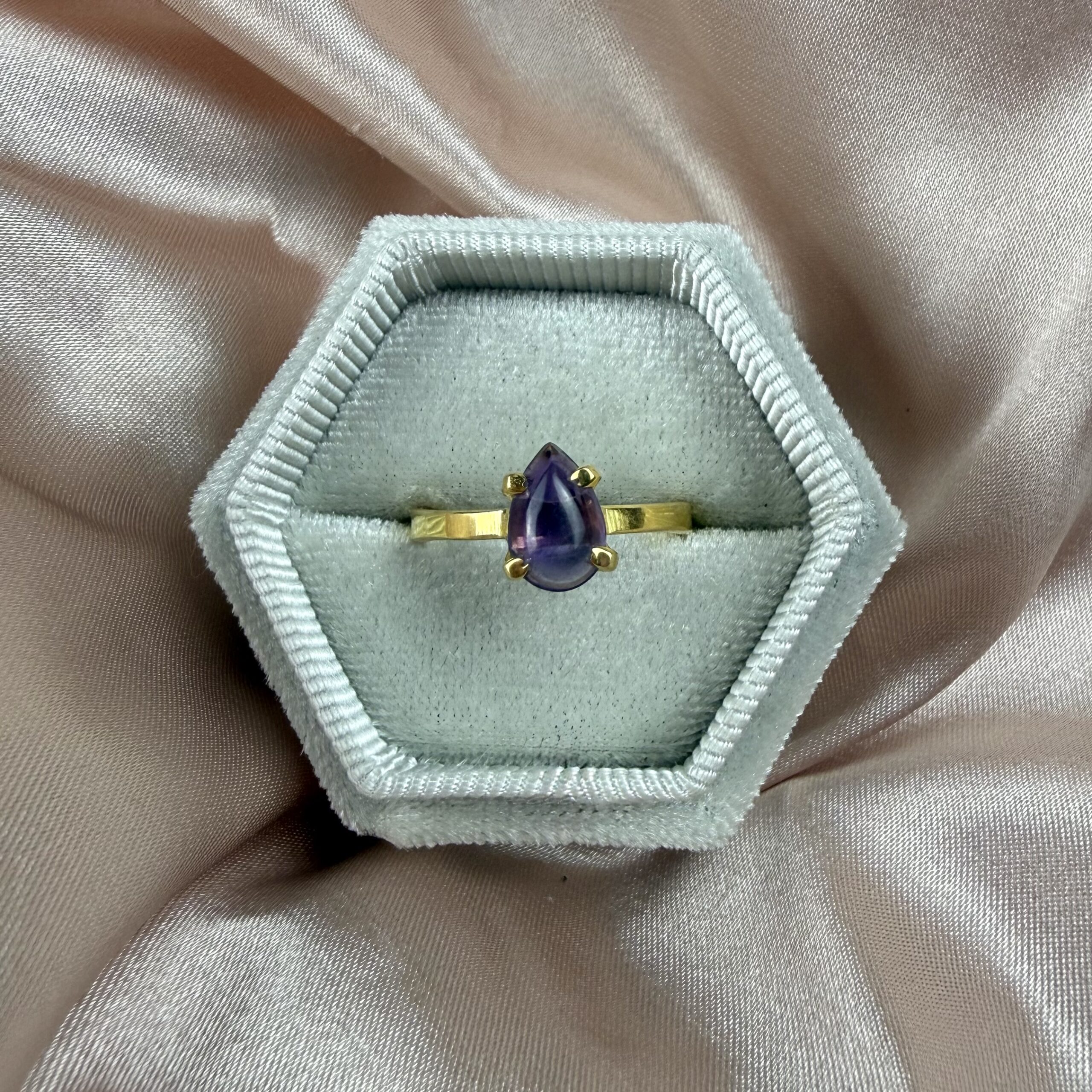 Amethyst Pear Ring Gold