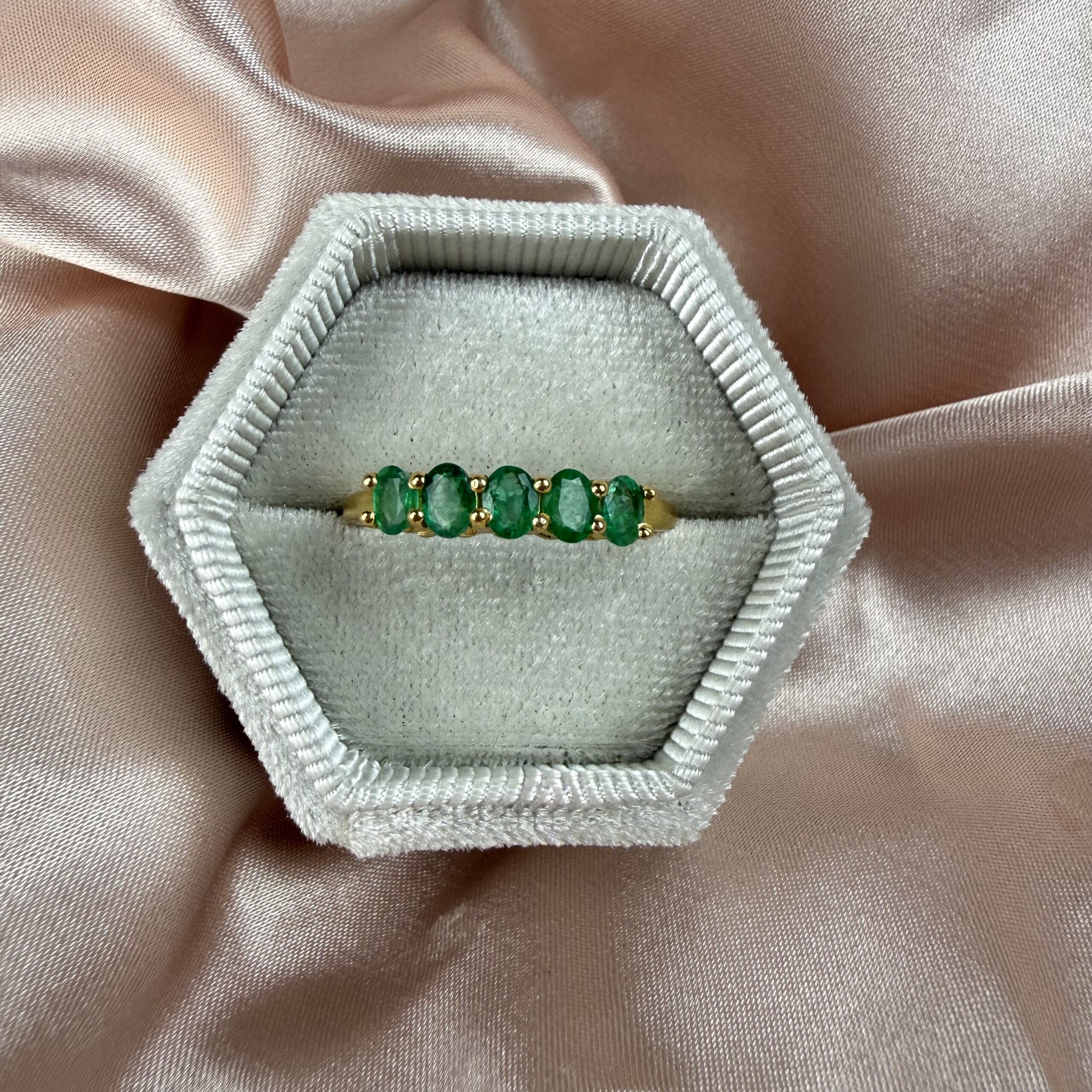 Emerald half eternity band Ring Gold