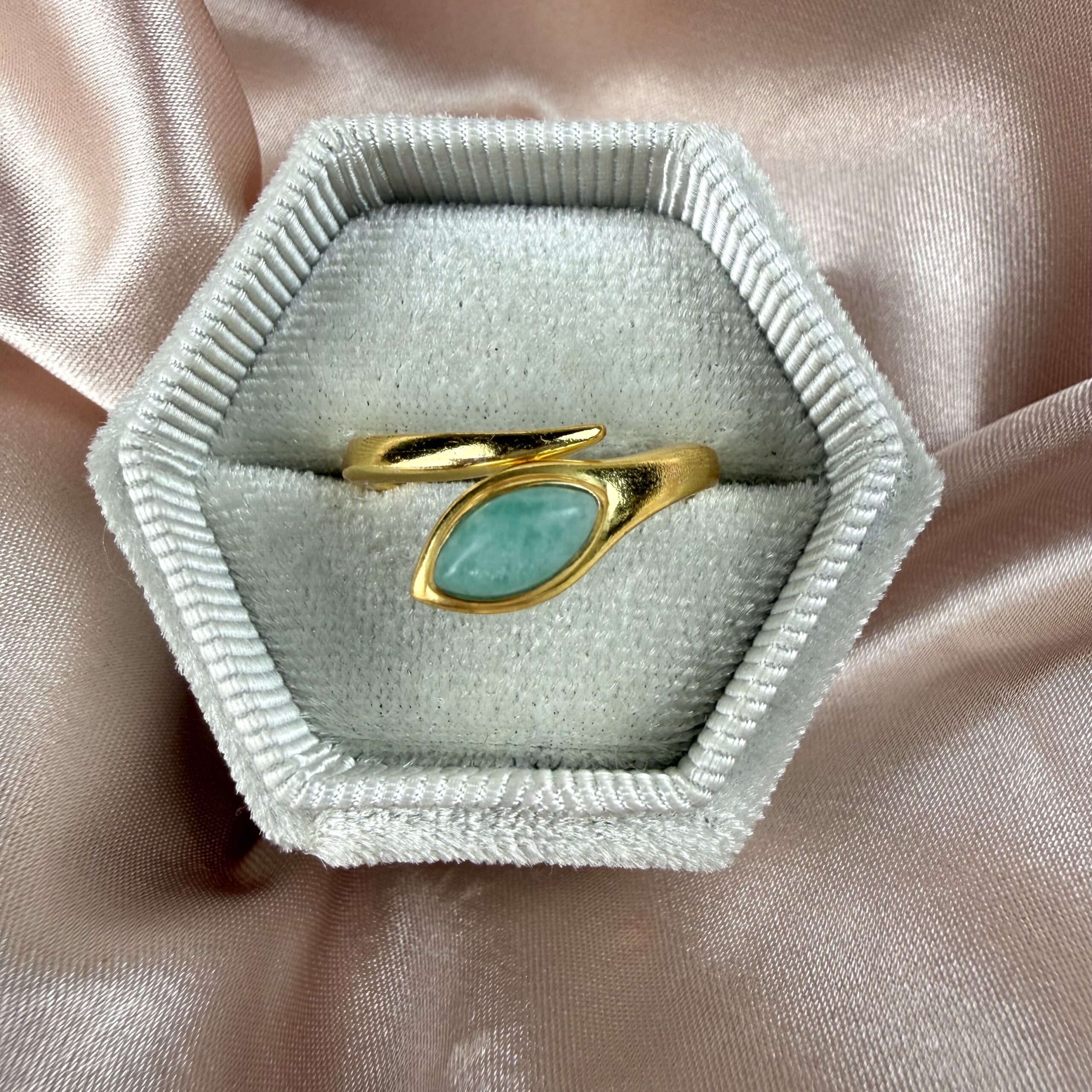Amazonite Snake Ring Gold