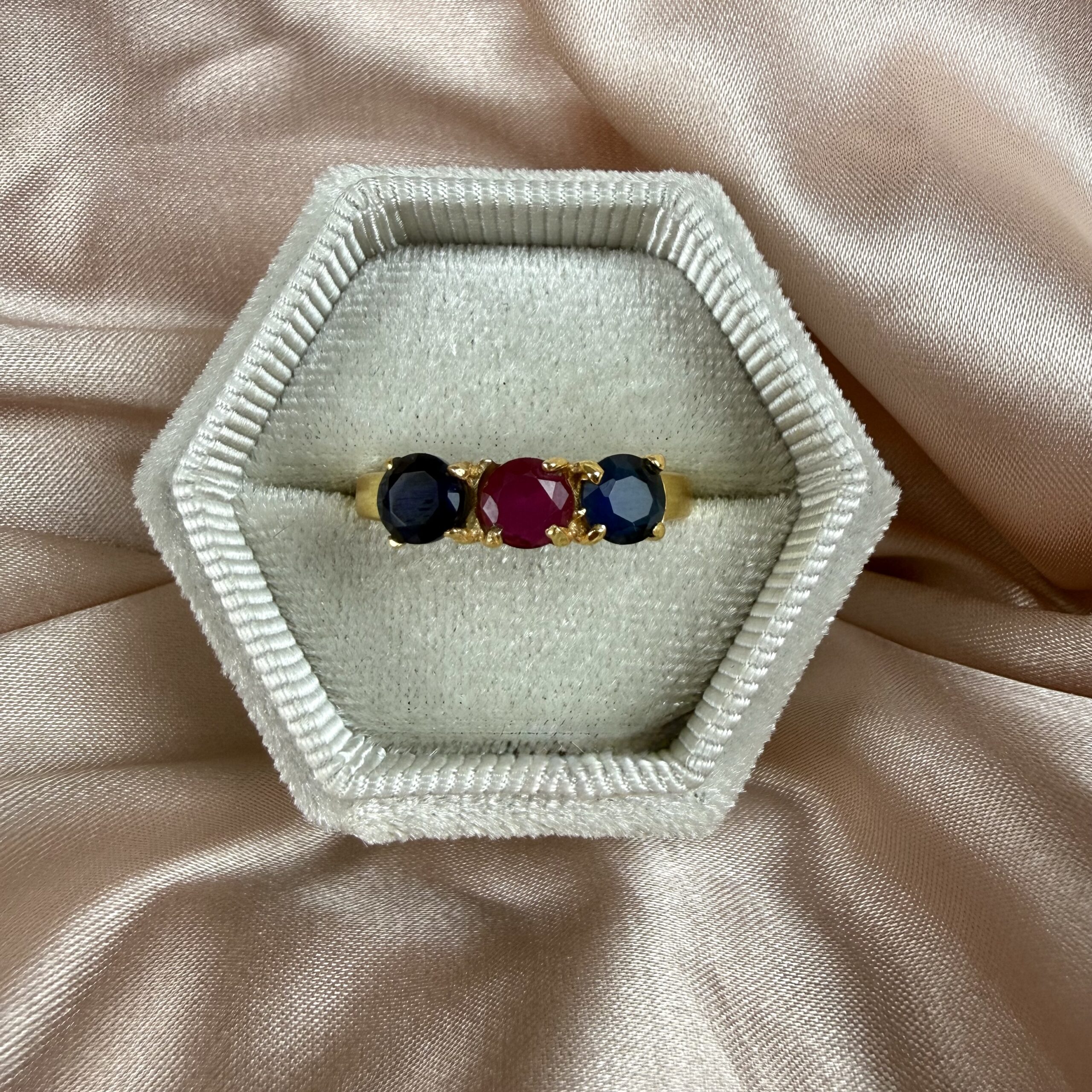 Blue Sapphire & Ruby Ring Gold