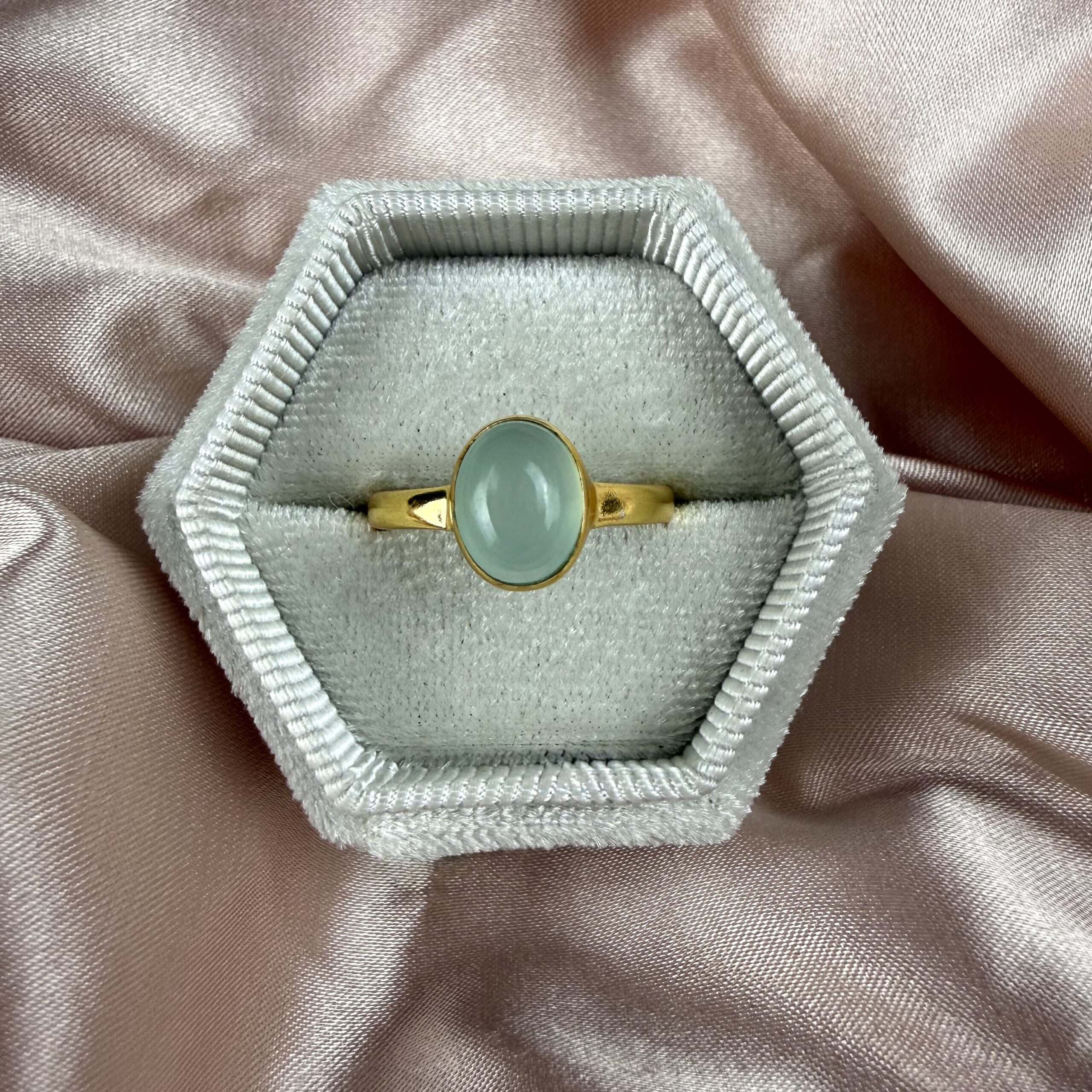 Seafood Chalcedony Ring Gold