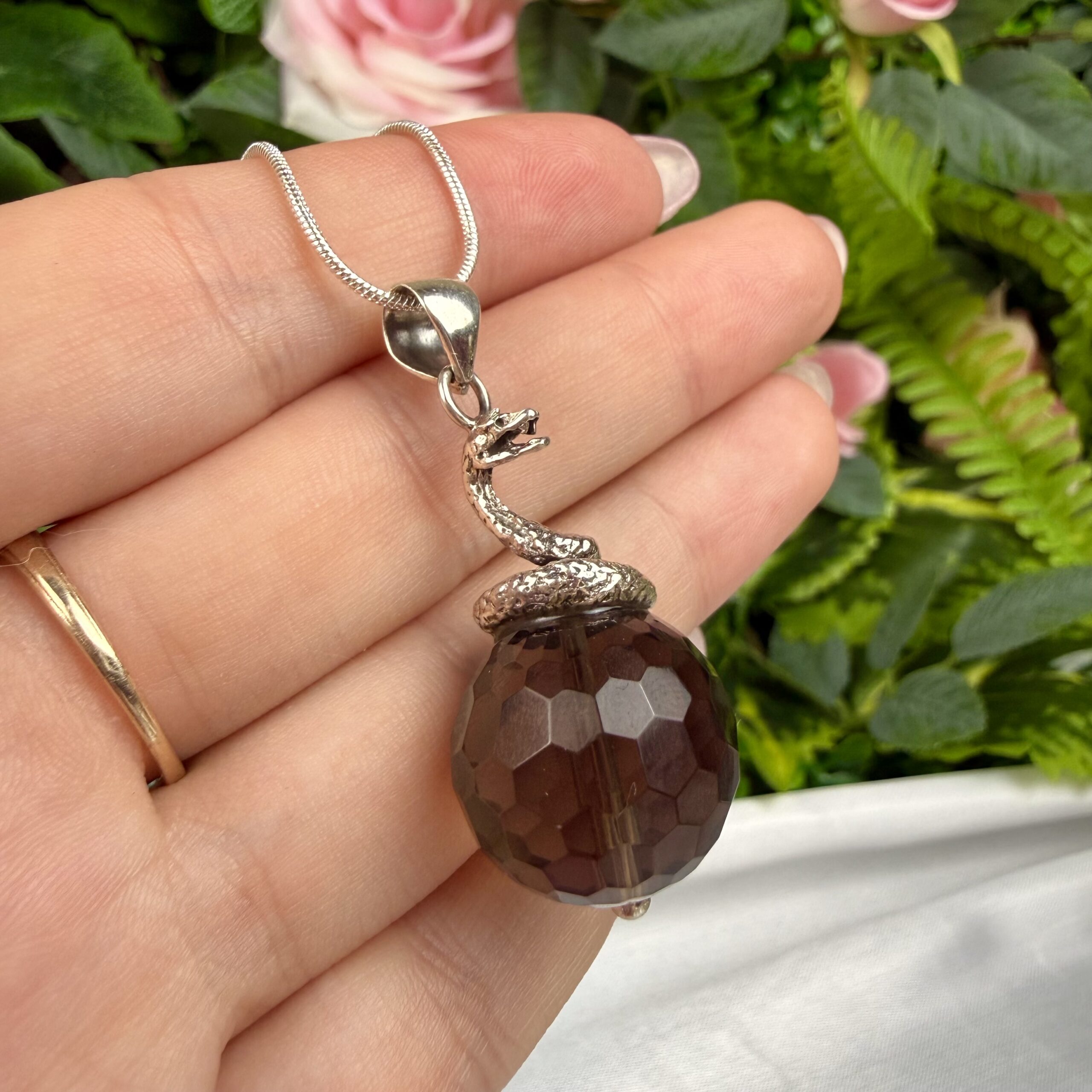 Snake Smokey Quartz Pendant - Image 2