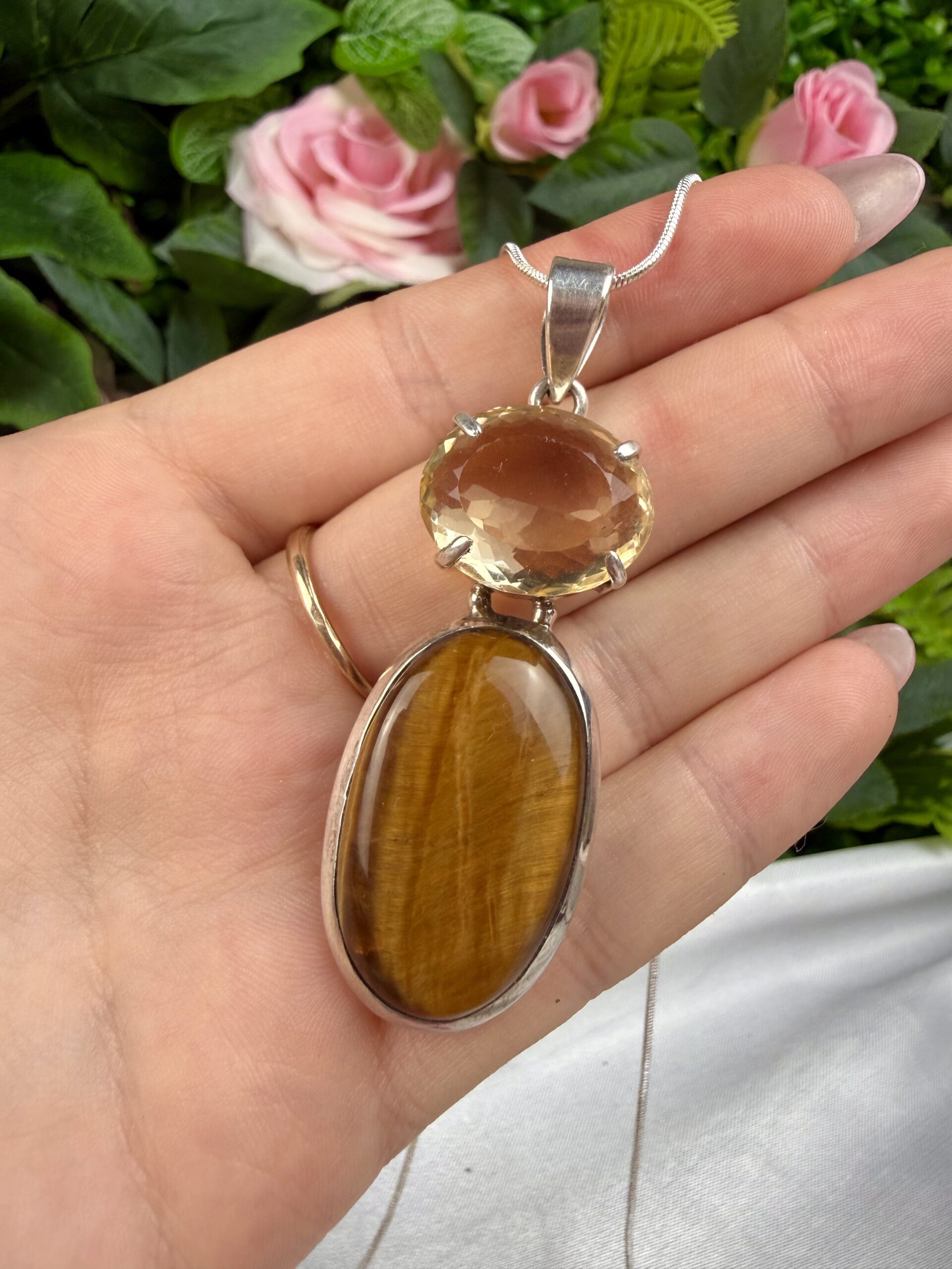 Citrine & Tigers Eye Statement Pendant - Image 2