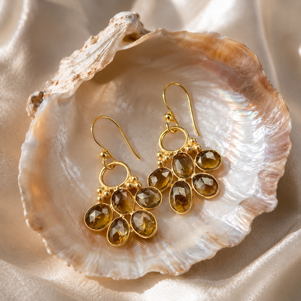 Solera Citrine Earrings Gold