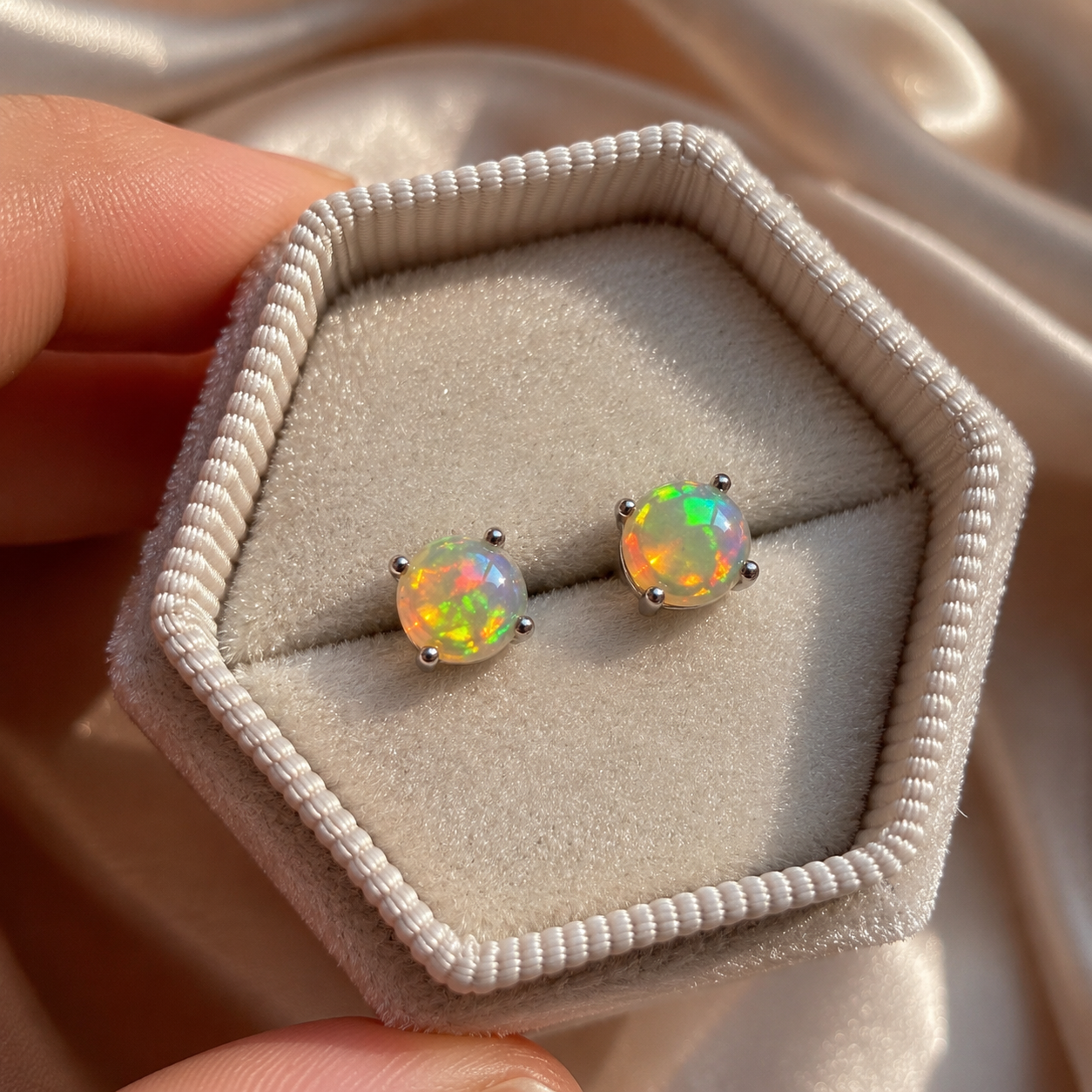 ♡ Ethiopian Opal Stud Earrings ♡ - Image 2