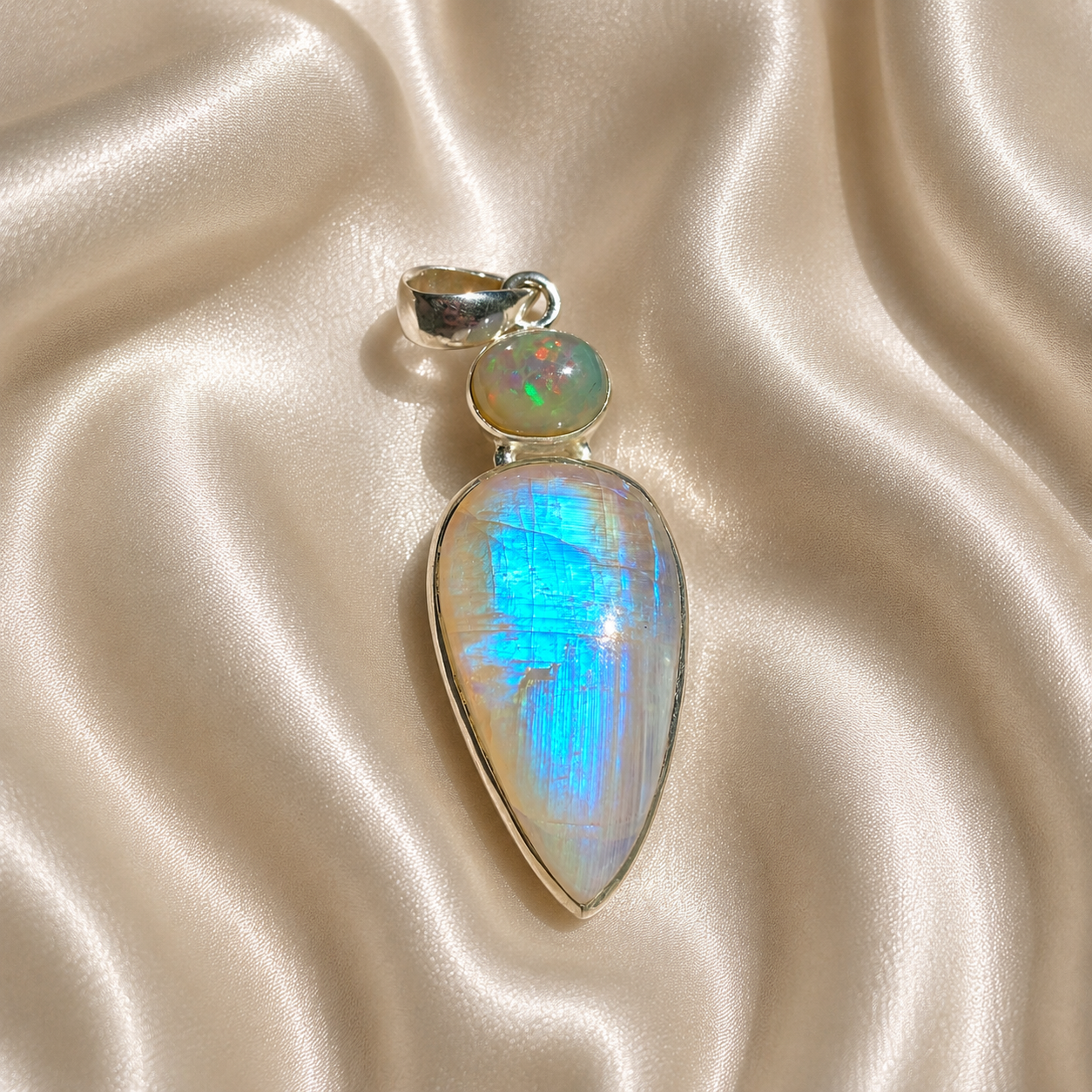 Opal & Rainbow Moonstone Statement Pendant
