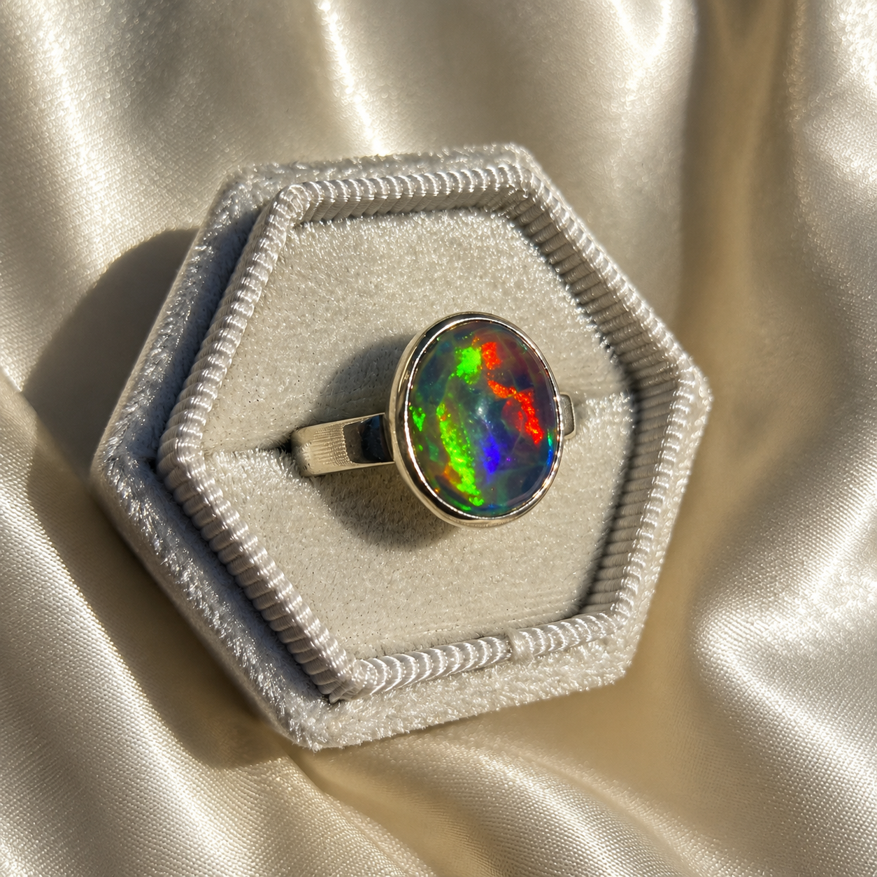 Black Jelly Opal Ring