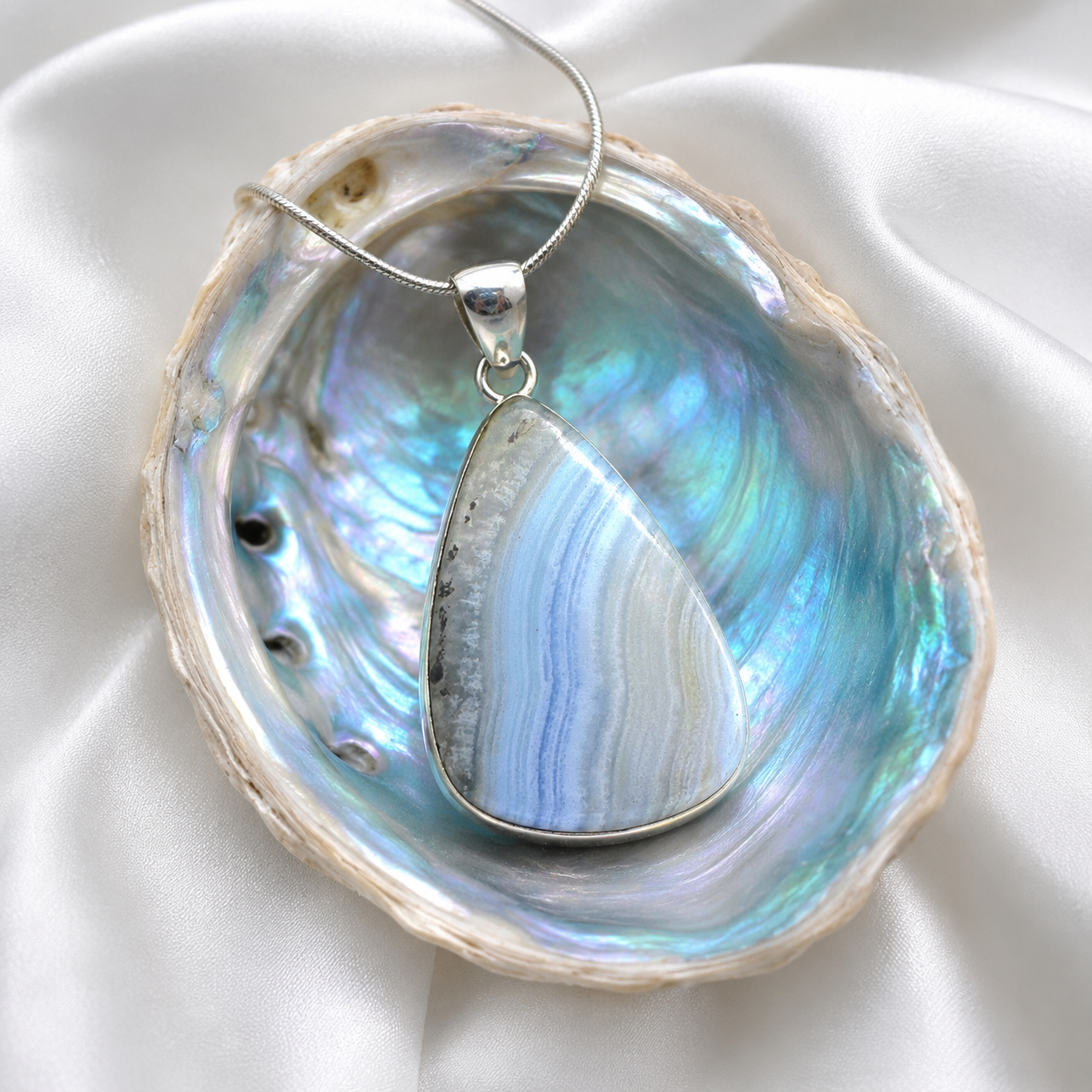 Blue Lace Agate Statement Pendant