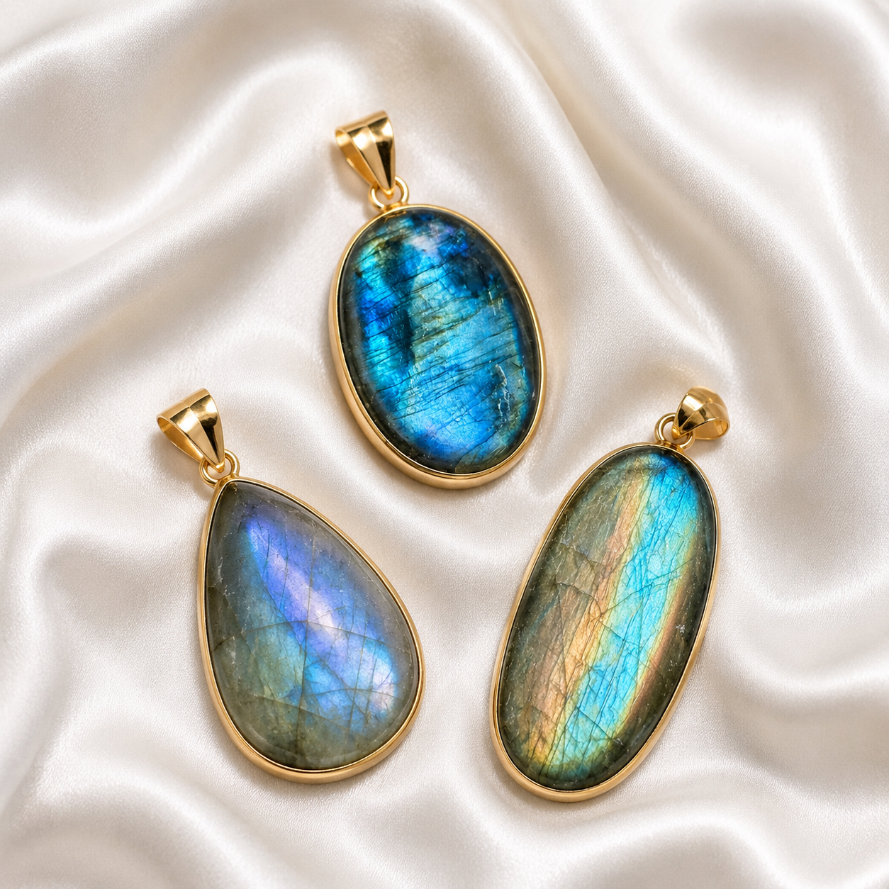 Labradorite Pendants Gold
