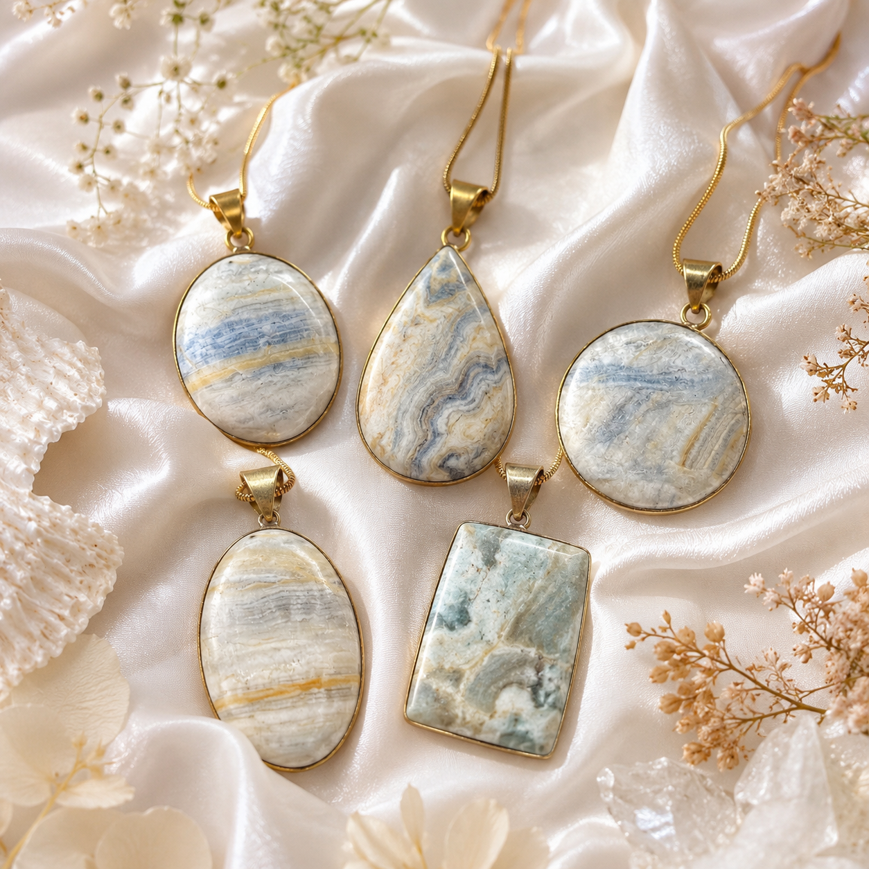 Creamsicle Calcite Pendant Gold