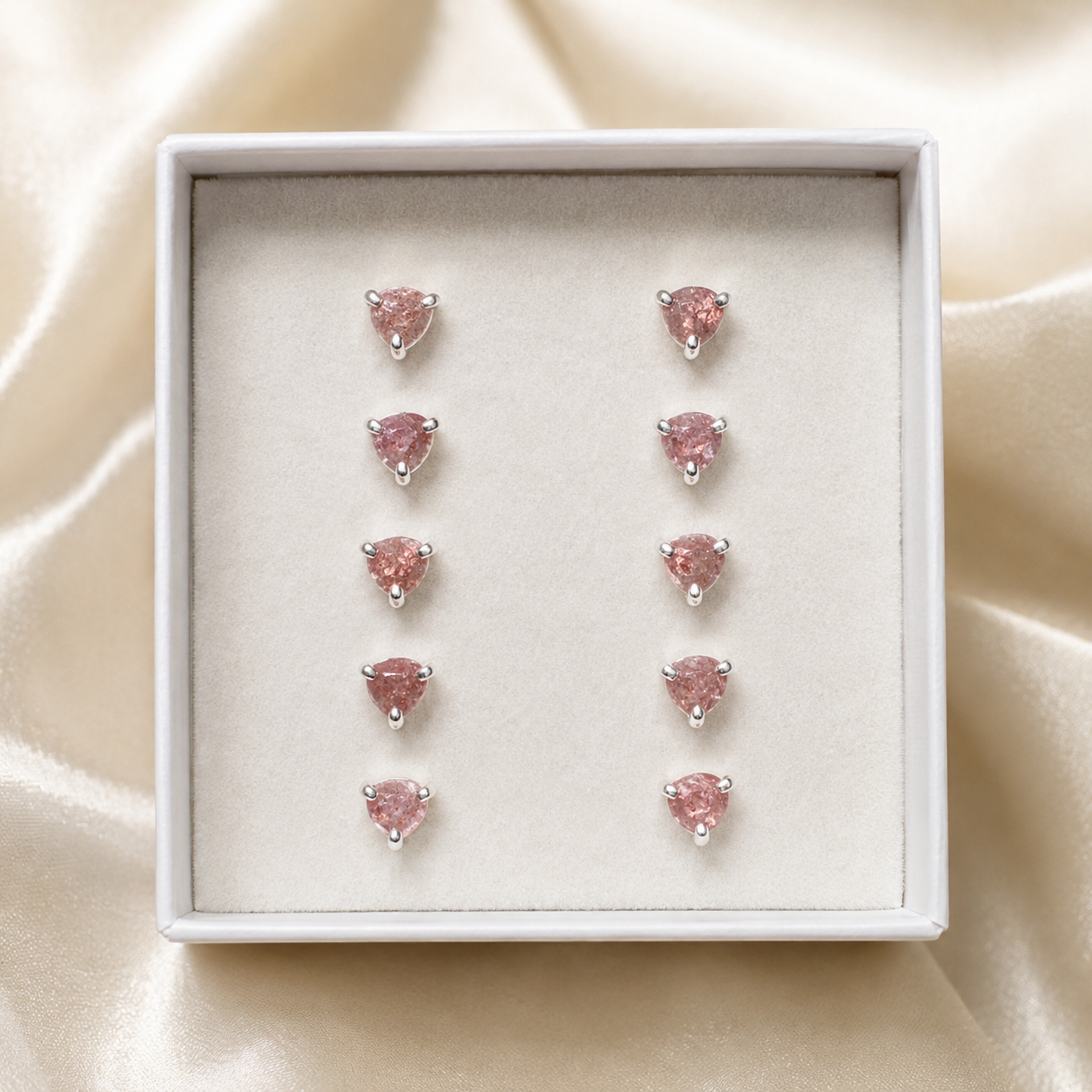 Faceted Fire Quartz Stud Earrings - Image 2