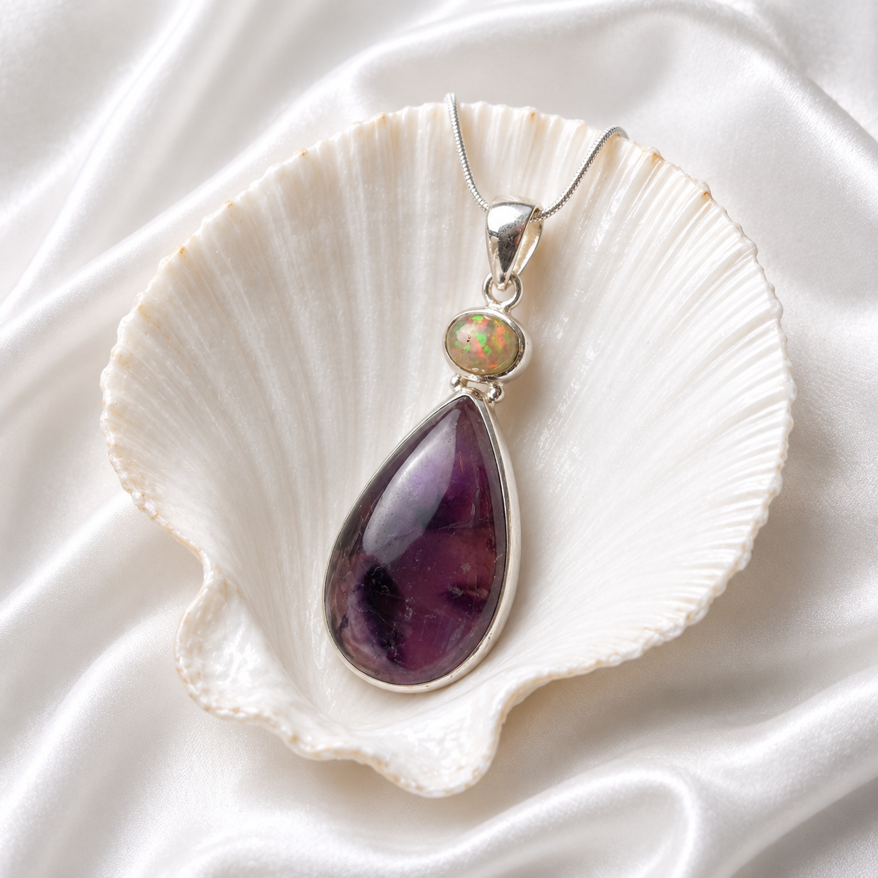 Star Amethyst & Opal Pendant