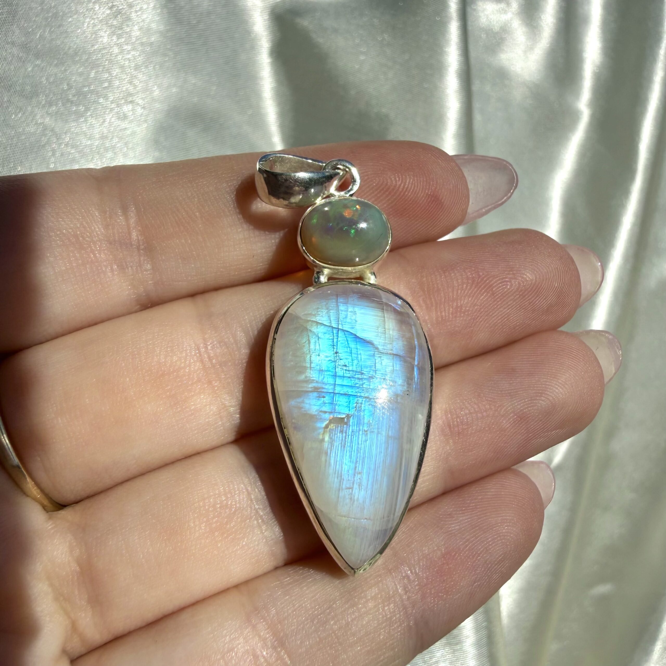 Opal & Rainbow Moonstone Statement Pendant - Image 3