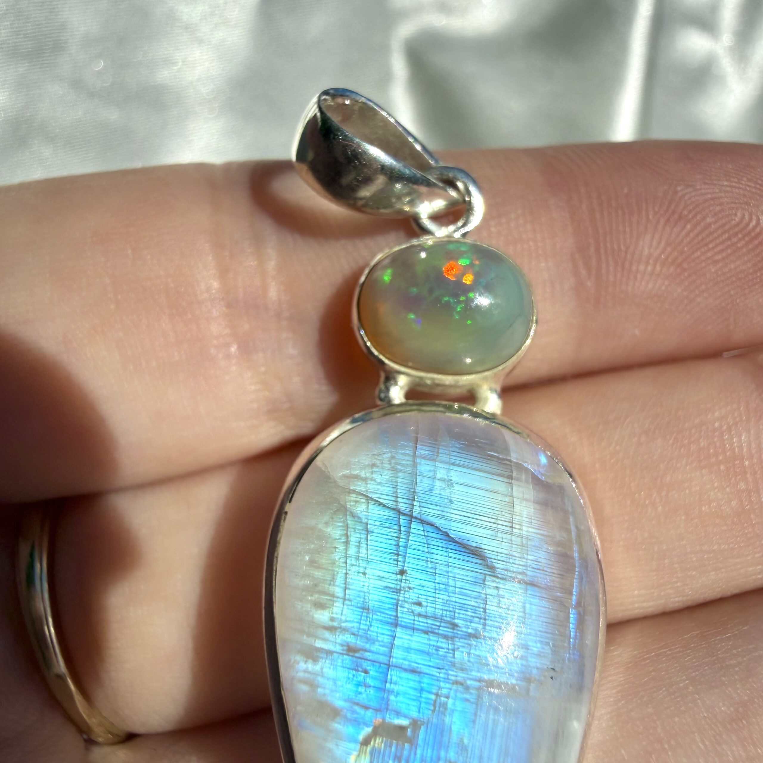 Opal & Rainbow Moonstone Statement Pendant - Image 2