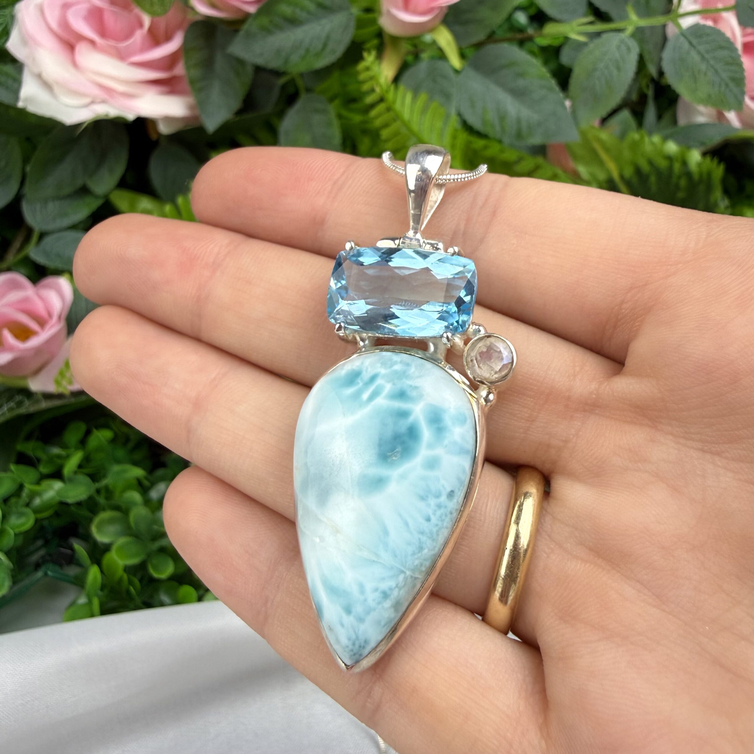 Statement Larimar , Topaz & Moonstone Pendant - Image 4