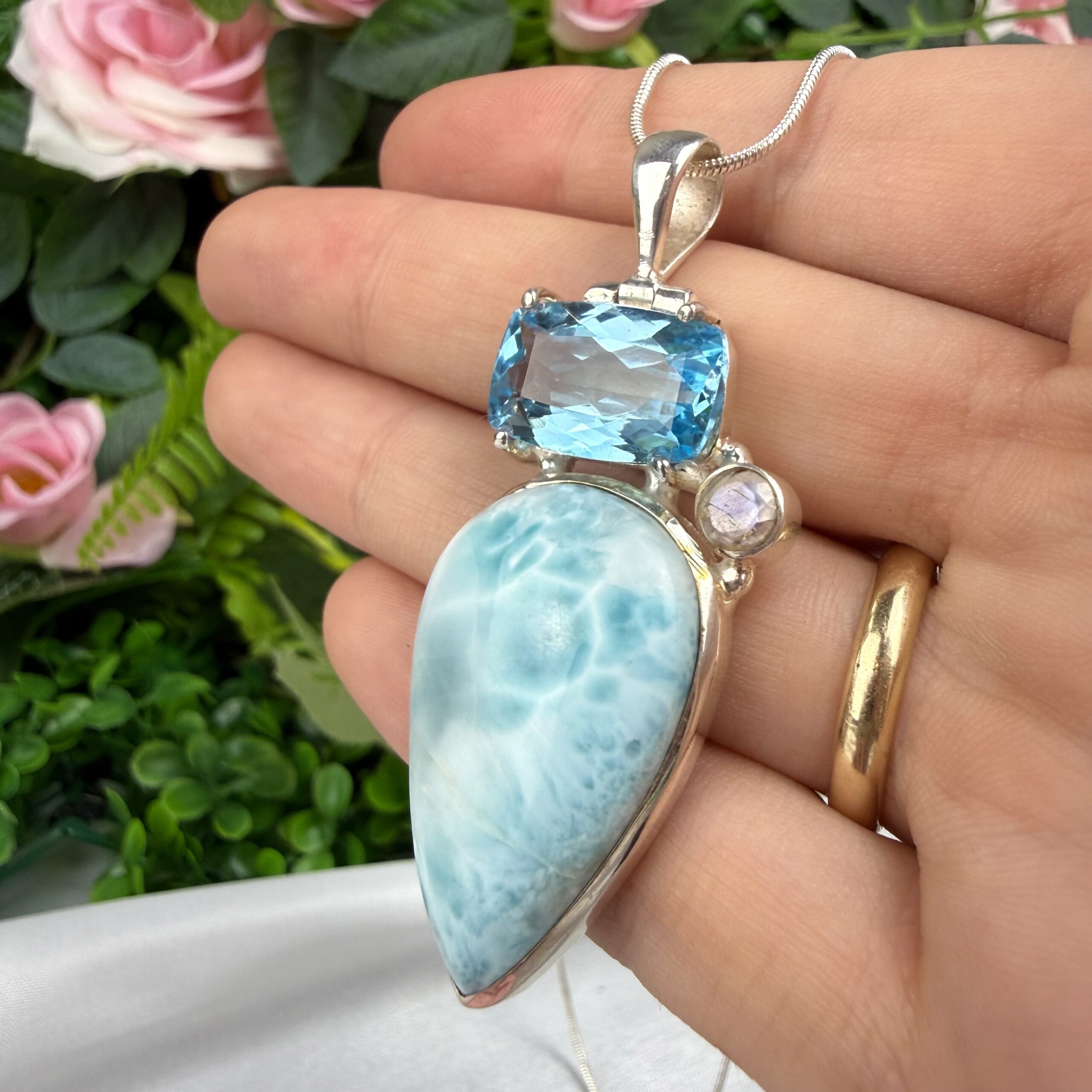 Statement Larimar , Topaz & Moonstone Pendant - Image 2