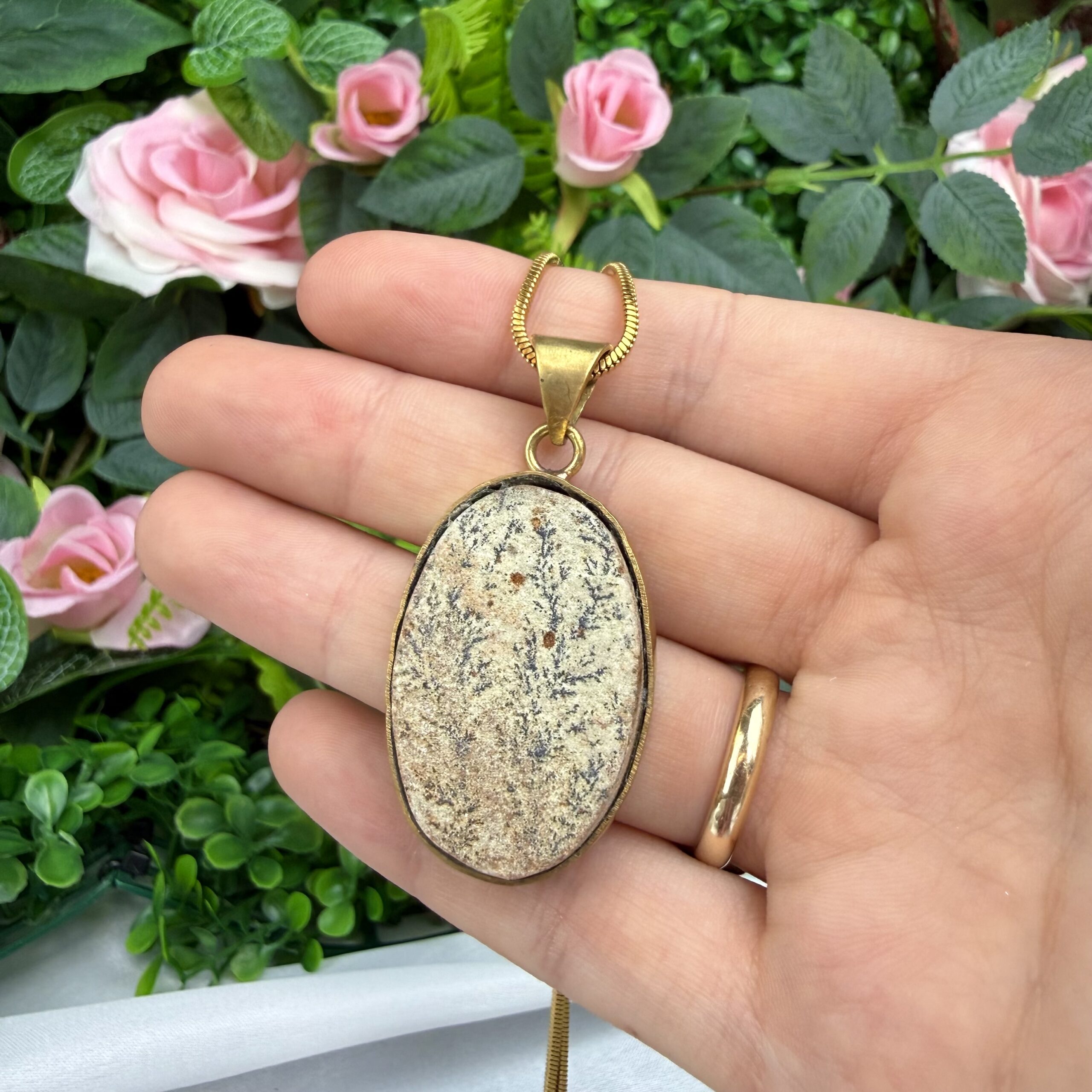 Landscape Jasper Pendant Gold